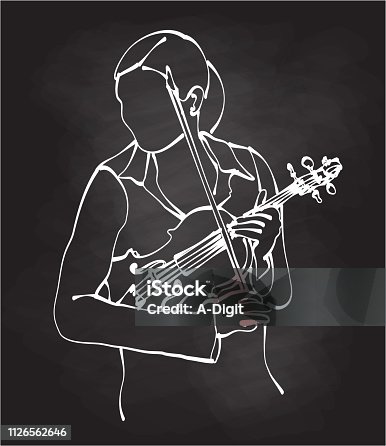 istock Symphonic Orchestra Violonist Chalk Drawing 1126562646