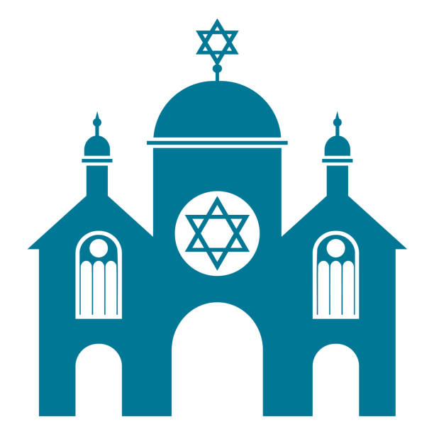Synagogue illustration Vector illustration of simple blue synagogue. synagogue stock illustrations