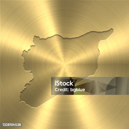 istock Syria map on gold background - Circular brushed metal texture 1328104538