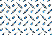 istock Syringe with needle and vial seamless pattern 1316838073