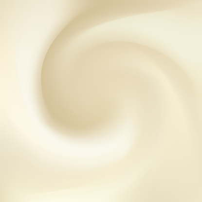 Syrup, mayonnaise, yogurt, ice cream, condensed milk, whipped cream or fluid cheese with space for text. Whirl light beige eddy surface. Close up view. Gradient mesh background