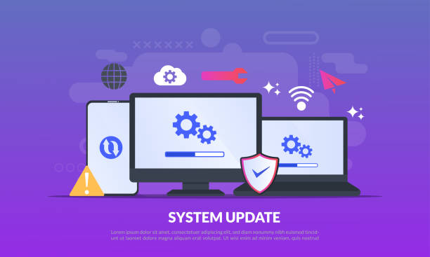 System Update Improvement Change New Version software. Installing update process, upgrade program, data network installation, flat icon,suitable for web landing page, banner, vector template System Update Improvement Change New Version software. Installing update process, upgrade program, data network installation, flat icon,suitable for web landing page, banner, vector template computer software stock illustrations