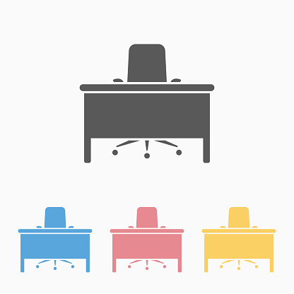 table and chair, office icon vector