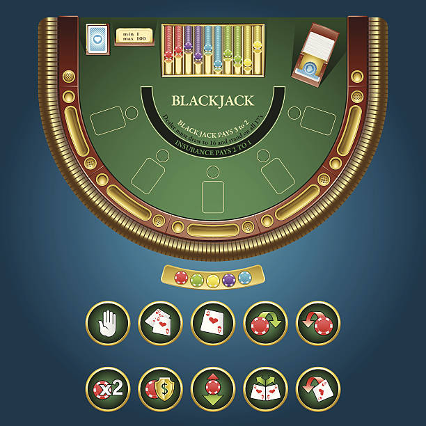 stockillustraties, clipart, cartoons en iconen met table for blackjack - online casino interface. - blackjack