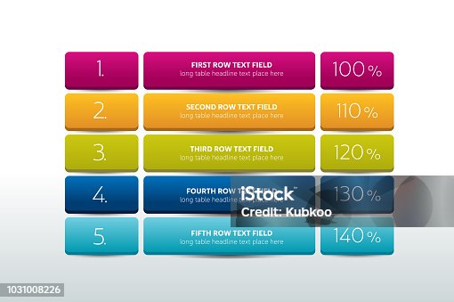 istock Table, schedule design template with 5 row. Vector banner. 1031008226