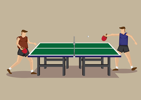 Table Tennis Game Vector Cartoon Illustration