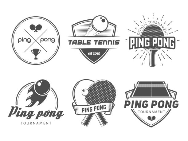Table tennis logos. Table tennis logos. Vector ping pong badges for tournament, championship or tennis club. Labels with rackets, balls and equipment table tennis stock illustrations