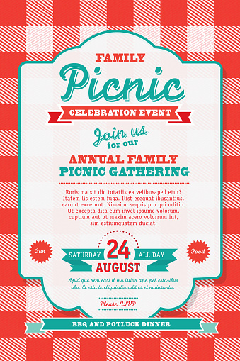 BBQ tablecloth picnic invitation design template