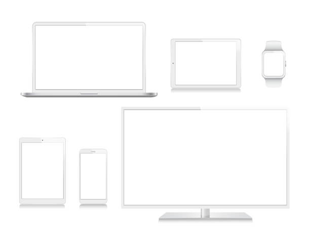 태블릿, 휴대 전화, 노트북, tv 및 스마트 시계 - 회색 일러스트 stock illustrations