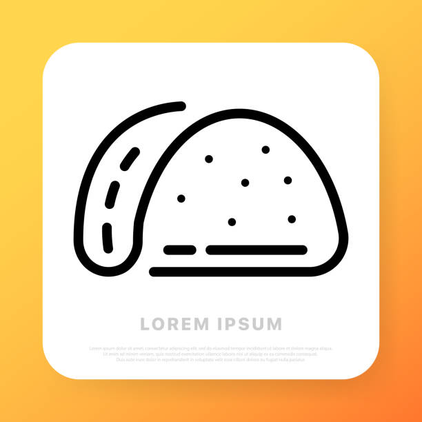 Taco line icon. Hot dog, sandwich, tasty, harmful, healthy, fatty. Food concept. Vector line icon for Business and Advertising Taco line icon. Hot dog, sandwich, tasty, harmful, healthy, fatty. Food concept. Vector line icon for Business and Advertising. corn beef and cabbage stock illustrations