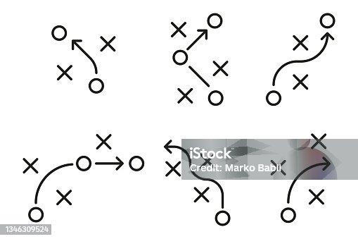 istock Tactical icons, set of different strategy plans. Vector illustration 1346309524