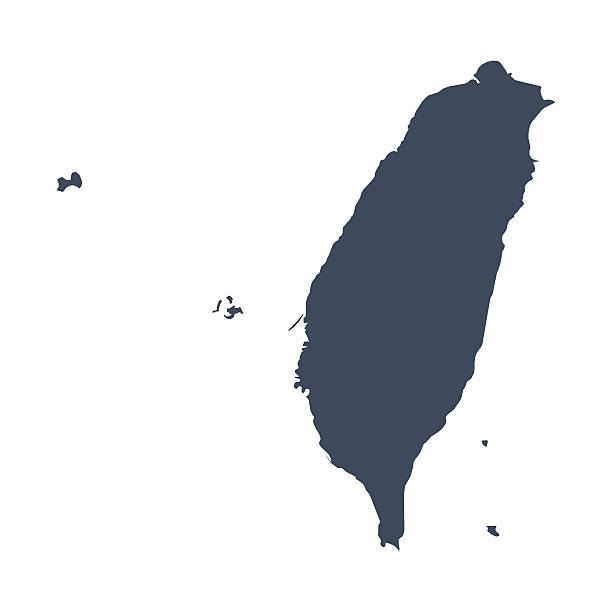 Taiwan country map A graphic illustrated vector image showing the outline of the country Taiwan. The outline of the country is filled with a dark navy blue colour and is on a plain white background. The border of the country is a detailed path.  taiwan stock illustrations