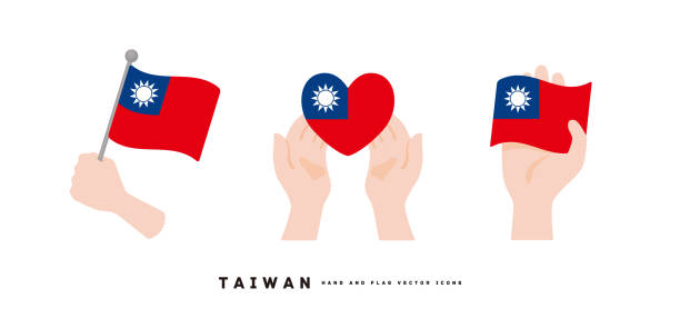 [taiwan] hand and national flag icon vector illustration - taiwan 幅插畫檔、美工圖案、卡通及圖標