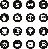 Take Out Food Icons Black Circle Series Vector EPS10 File.