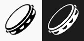 istock Tambourine Icon on Black and White Vector Backgrounds 834925822