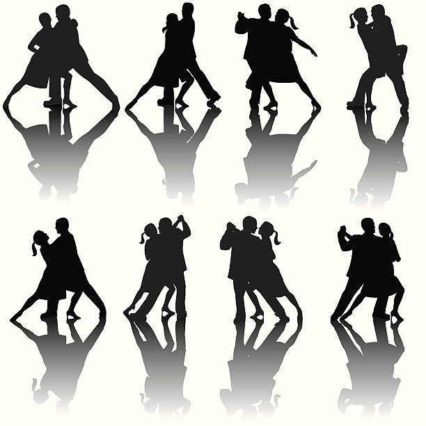 танго танцоры - ballroom dancing silhouettes stock illustrations.