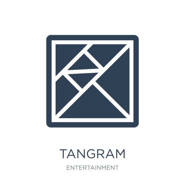 ilustraciones, imágenes clip art, dibujos animados e iconos de stock de vector icono de tangram sobre fondo blanco, tangram moda llena me - tangram casa