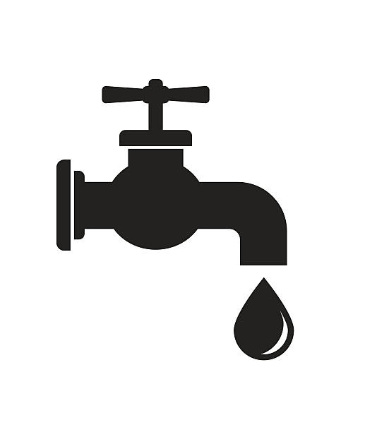tap faucet icon tap faucet black icon with drop faucet stock illustrations