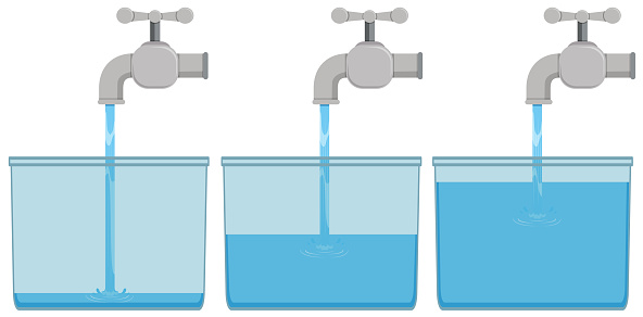 Tap water in buckets