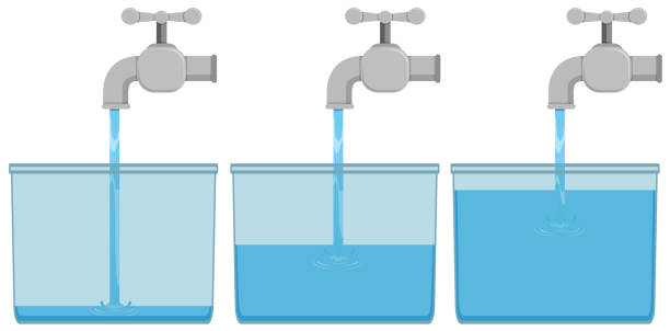 Tap water in buckets Tap water in buckets illustration faucet stock illustrations
