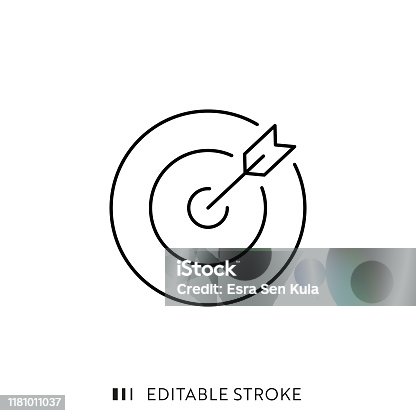 istock Target and Arrow Icon with Editable Stroke and Pixel Perfect. 1181011037