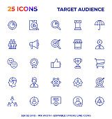 Target Audience Vector Style Editable Stroke Line Icon Set