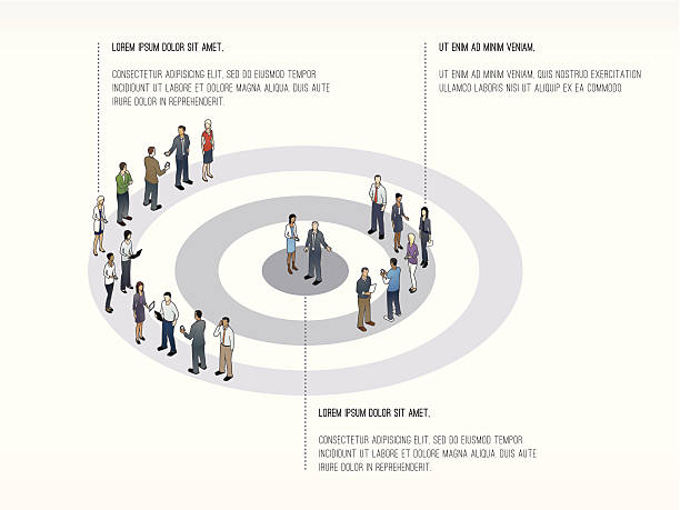 Target with People Slide Template People stand on a target, with labels on each ring and on the center. Sized for a standard presentation slide. Text is for suggested placement only; use your preferred typeface. target market stock illustrations