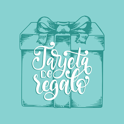 Tarjeta De Regalo, vector hand lettering. Translation from Spanish to English of phrase Gift Card. Vector calligraphiy.