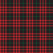 istock Tartan plaid red green line fabric texture black background seamless pattern , Gift box wrapping paper . Check design shirt , Scottish cage , New year Christmas Decoration ,Vector illustration 1331946539