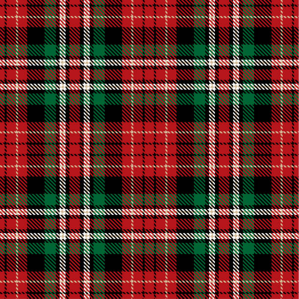 Tartan Plaid Scottish Seamless Pattern Red, Black, Green  and  White  Tartan Plaid Scottish Seamless Pattern. Texture from tartan, plaid, tablecloths, shirts, clothes, dresses, bedding, blankets and other textile. plaid stock illustrations