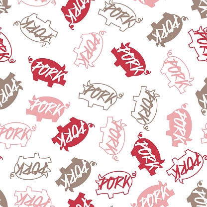 Tasty Pork and Pork Meat Vector Graphic Art Seamless Pattern