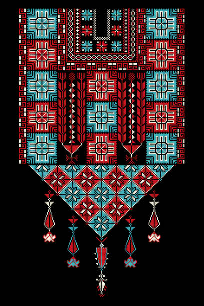 Tatreez ornament template 4 vector art illustration