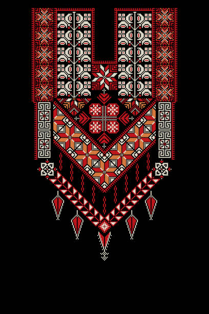 Tatreez ornament template 6 vector art illustration