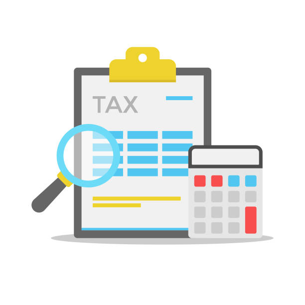 obliczanie podatku płaski projekt. - taxes stock illustrations