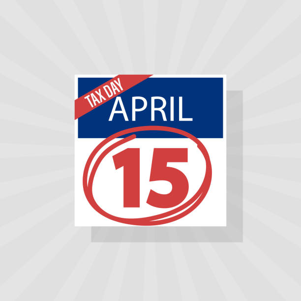 USA Tax Day Warning Icon, April 15th, the Federal Income Tax Deadline Reminder on a Flat Calendar Design with Red Marker. EPS10 Vector Illustration. vector art illustration