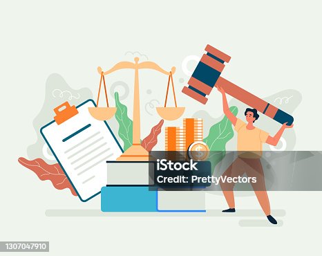 istock Tax law authority government justice concept. Vector flat cartoon graphic design illusration 1307047910