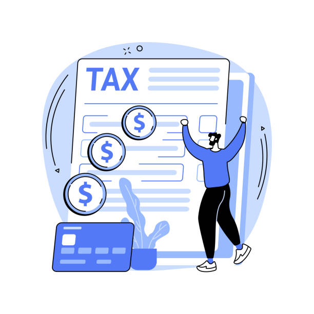 Tax return abstract concept vector illustration. Tax return abstract concept vector illustration. Money refund, fill online form, income statement, business profit and budget planning, financial report, bank account, revenue abstract metaphor. irs stock illustrations