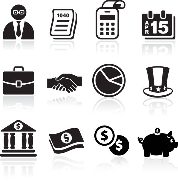 taxes and accounting royalty free vector arts tax time money and wealth icons; irs stock illustrations