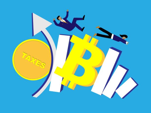 ilustraciones, imágenes clip art, dibujos animados e iconos de stock de los impuestos golpean bitcoin - irs