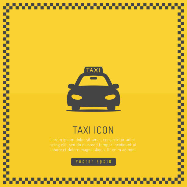 Taxi Design Taxi cab yellow background with checkered frame and car icon vector illustratio car borders stock illustrations