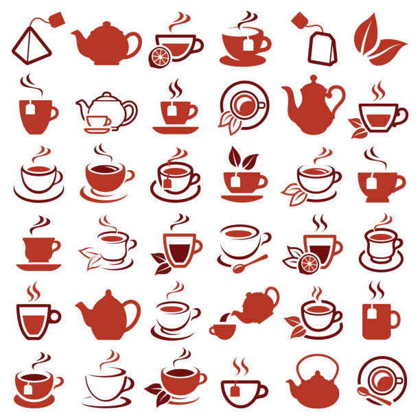 stockillustraties, clipart, cartoons en iconen met thee icoon collectie - koffie nederland
