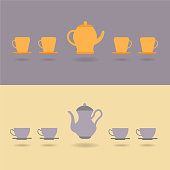 istock Tea Pot With Cups Set Illustration 1392352761