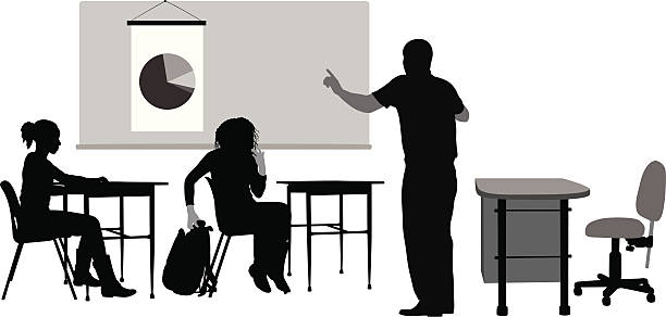 Teaching Vector Silhouette A-Digit teacher silhouettes stock illustrations