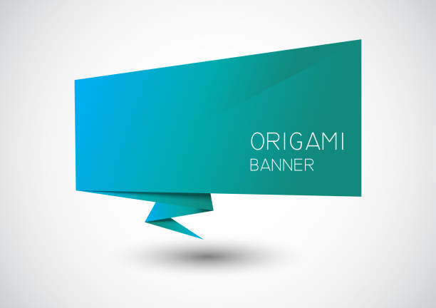 Teal Origami Style Banner. vector art illustration