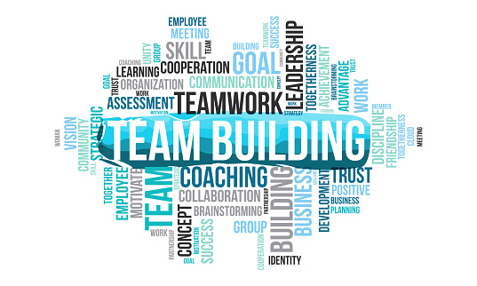 Team building word cloud template. Business concept vector background.