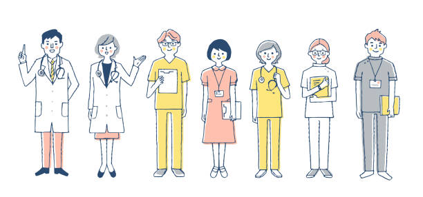 ilustrações de stock, clip art, desenhos animados e ícones de team of healthcare workers - aluno dentista