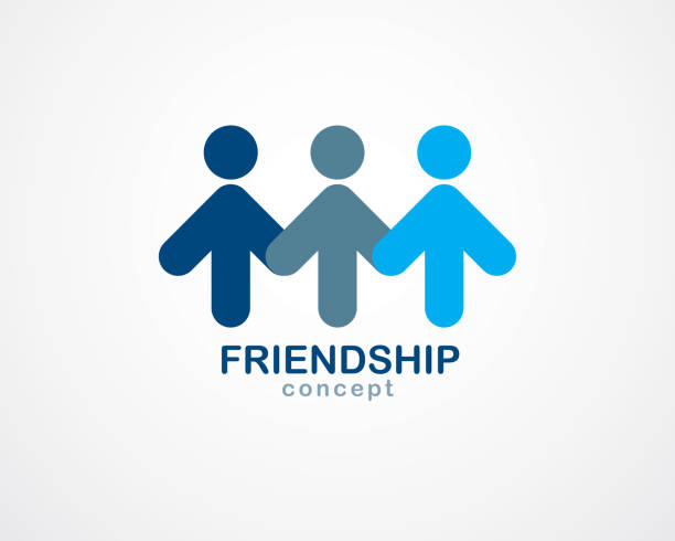 Teamwork and friendship concept created with simple geometric elements as a people crew. Vector icon. Unity and collaboration idea, dream team of business people blue design. Teamwork and friendship concept created with simple geometric elements as a people crew. Vector icon. Unity and collaboration idea, dream team of business people blue design. partnership teamwork stock illustrations