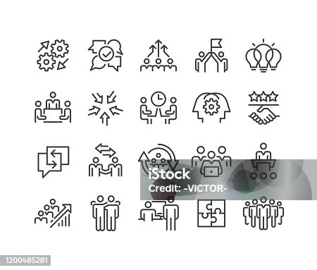 istock Teamwork and Interaction Icons - Classic Line Series 1200485281