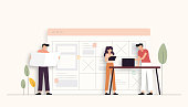 Teamwork Related Vector Illustration. Flat Modern Design for Web Page, Banner, Presentation etc.