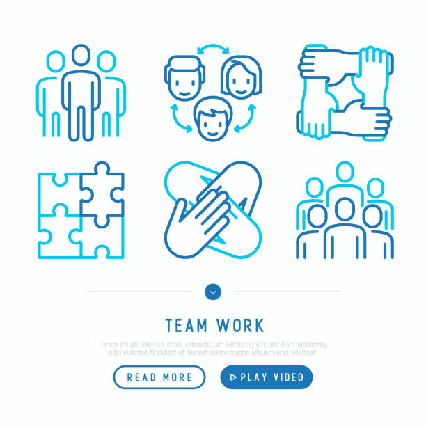 Teamwork thin line icons set: group of people, mutual assistance, meeting, handshake, cooperation, puzzle, team spirit, cooperation. Modern vector illustration. Teamwork thin line icons set: group of people, mutual assistance, meeting, handshake, cooperation, puzzle, team spirit, cooperation. Modern vector illustration. patience stock illustrations